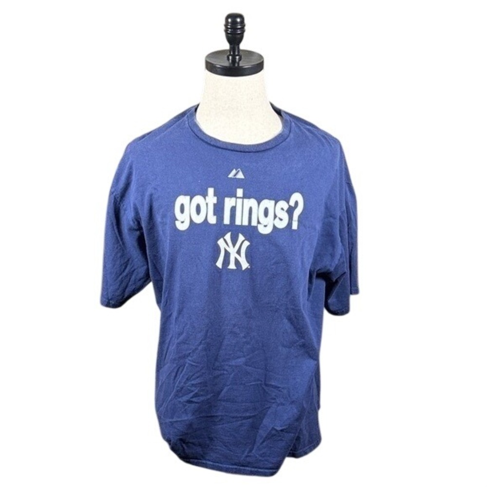 Majestic Navy Blue "got rings?" New York Yankees Short Sleeve Tee